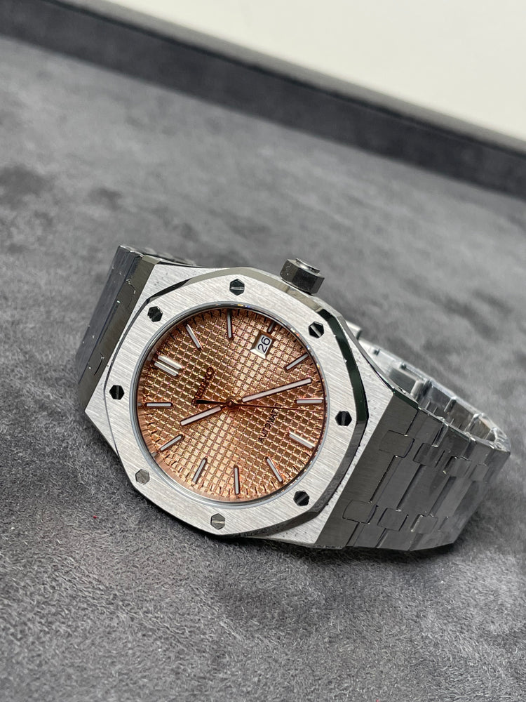 Custom Seiko octagonal bezel Salmon automatic watch