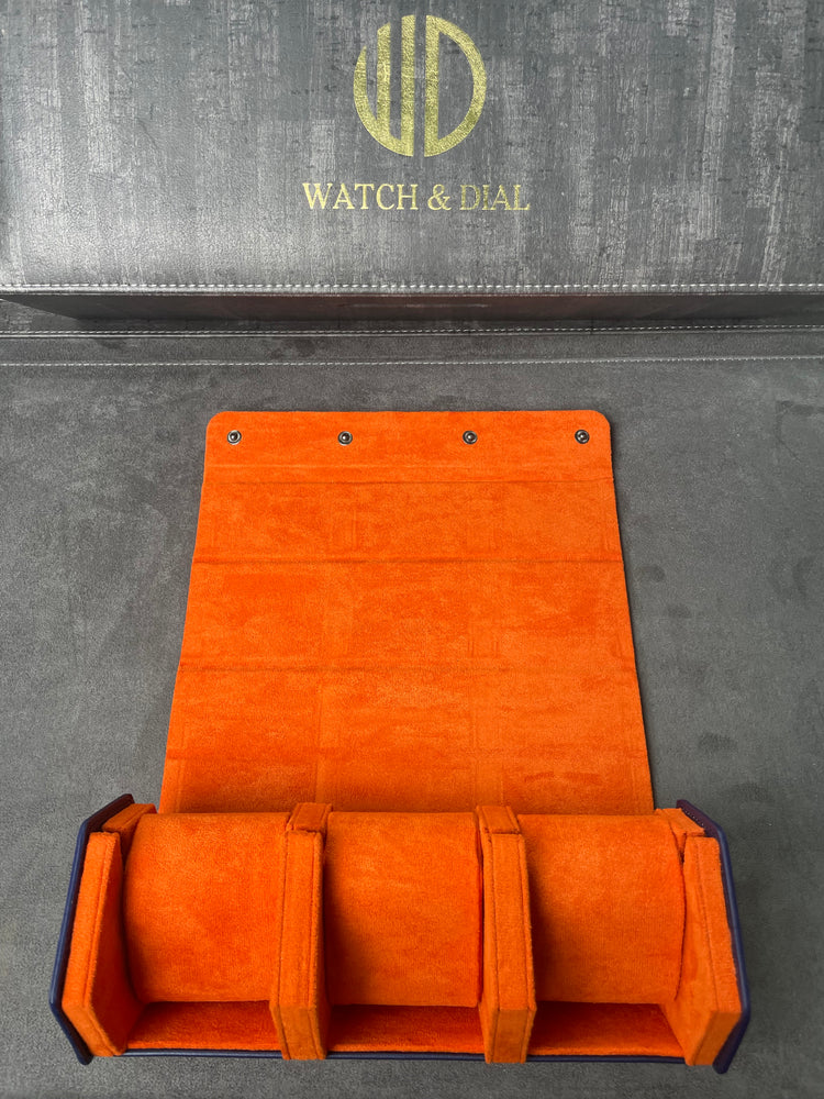 Watchdial Watch box navy blue & orange 3 slots