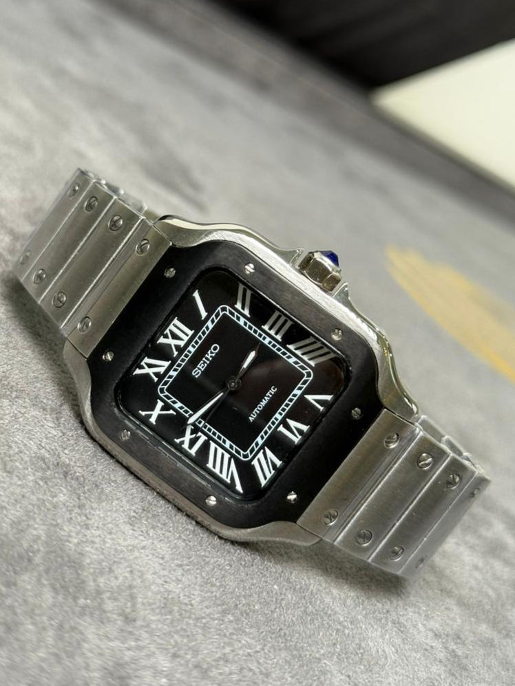 Custom Seiko Imperial Edge automatic watch, Black dial
