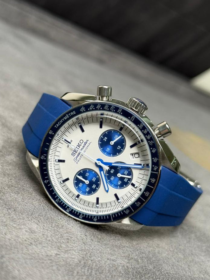 Custom Seiko Bluebolt chronograph Rubber chronograph watch, rubber strap, 40mm