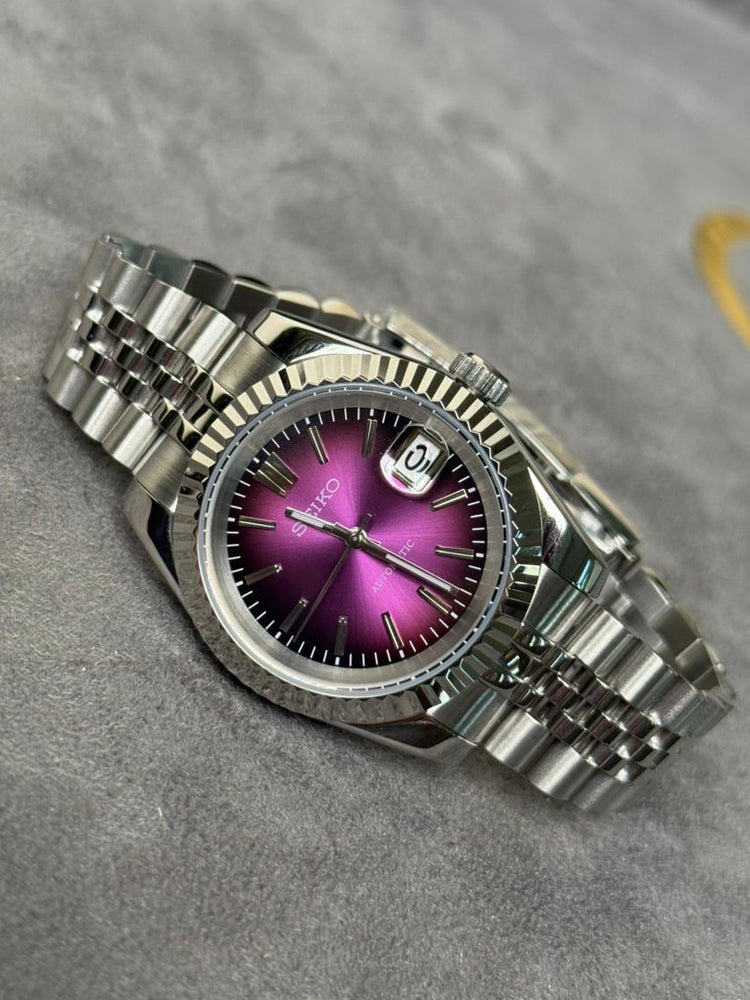 Custom Seiko Radiance automatic watch, Purple dial, 39mm