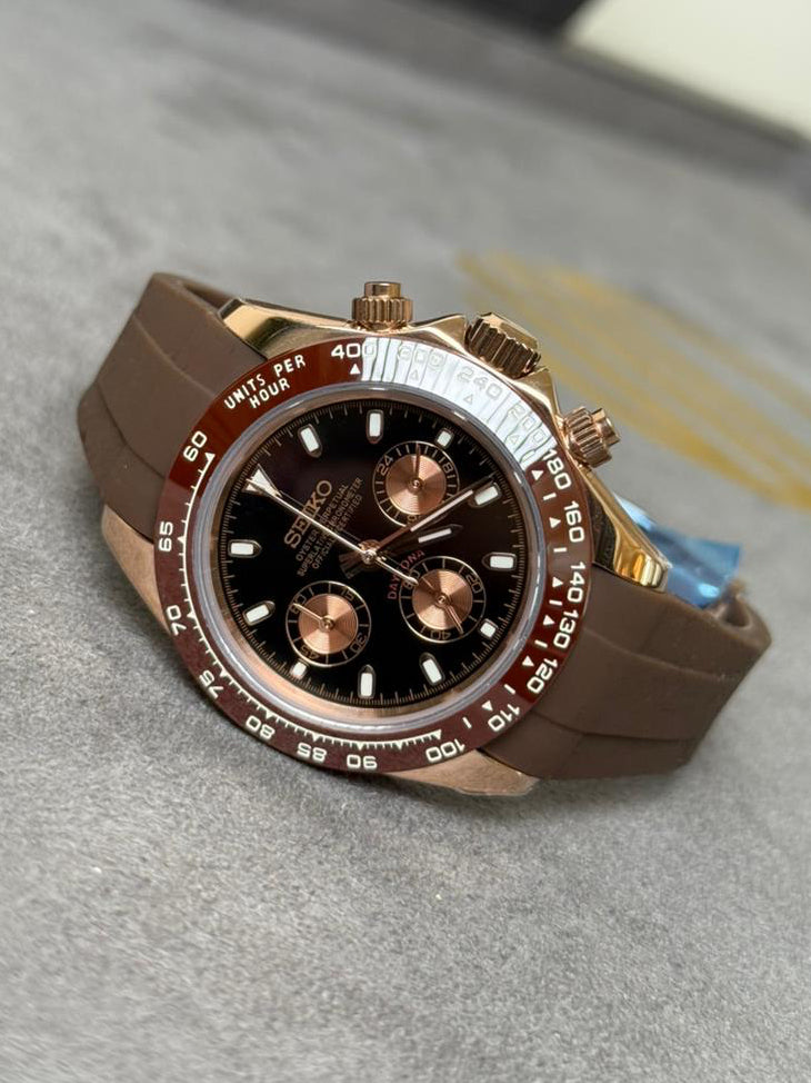 Custom Seiko Phantom Caramel chronograph watch, 40mm