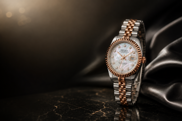 Custom Seiko Luna Monarch automatic watch, 31mm