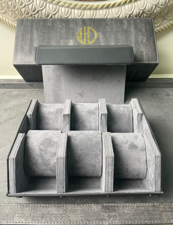 Watch Box Black & Grey 6 Slots